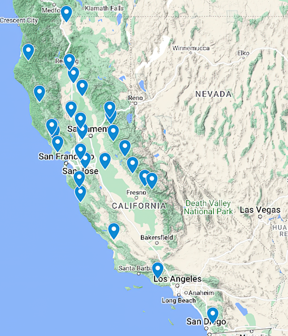 Map of RCDs that participated in Regenerative Conservation planning at TomKat Ranch