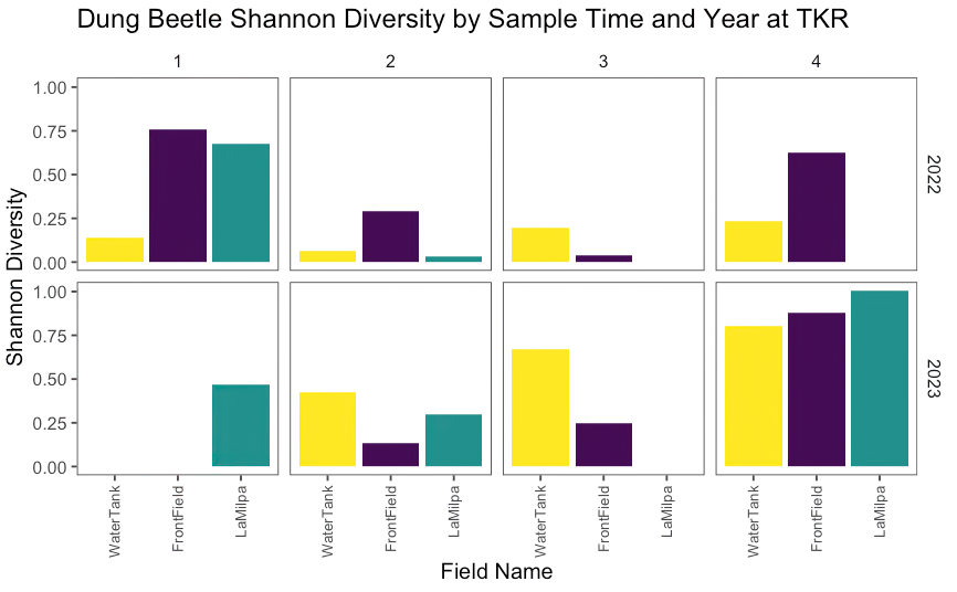Overall shannon diversity by Year and Sample Time