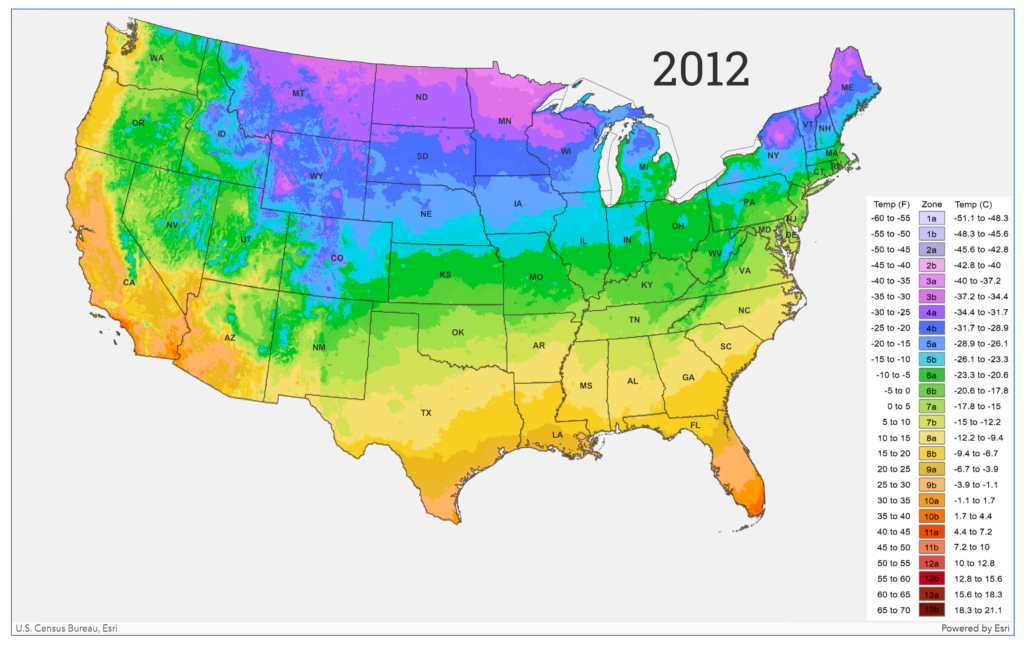 USDA Plant Hardiness Zone 2012 Map