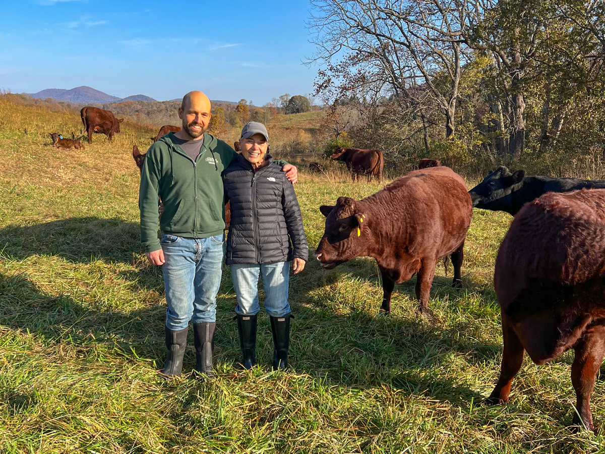 Jake Tommerdahl and his wife Christy on Jimmy Acres Farm, North Carolina
