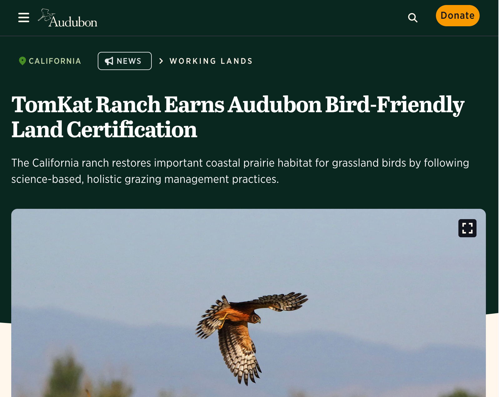 Audubon website-TomKat Ranch Earns Audubon Bird-Friendly Land Certification
