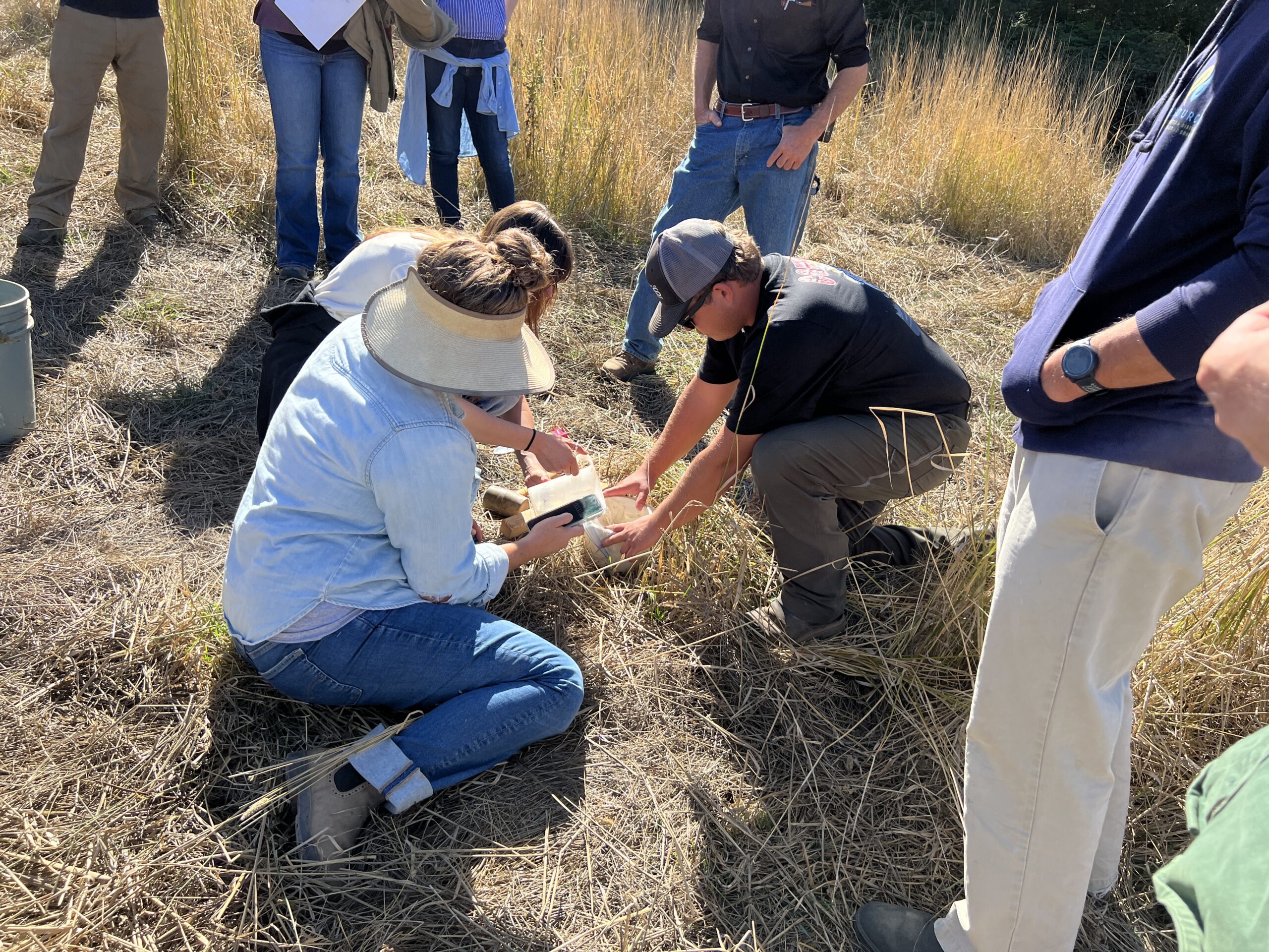 Attendees at a TKREF workshop learn how to do water infiltration tests.